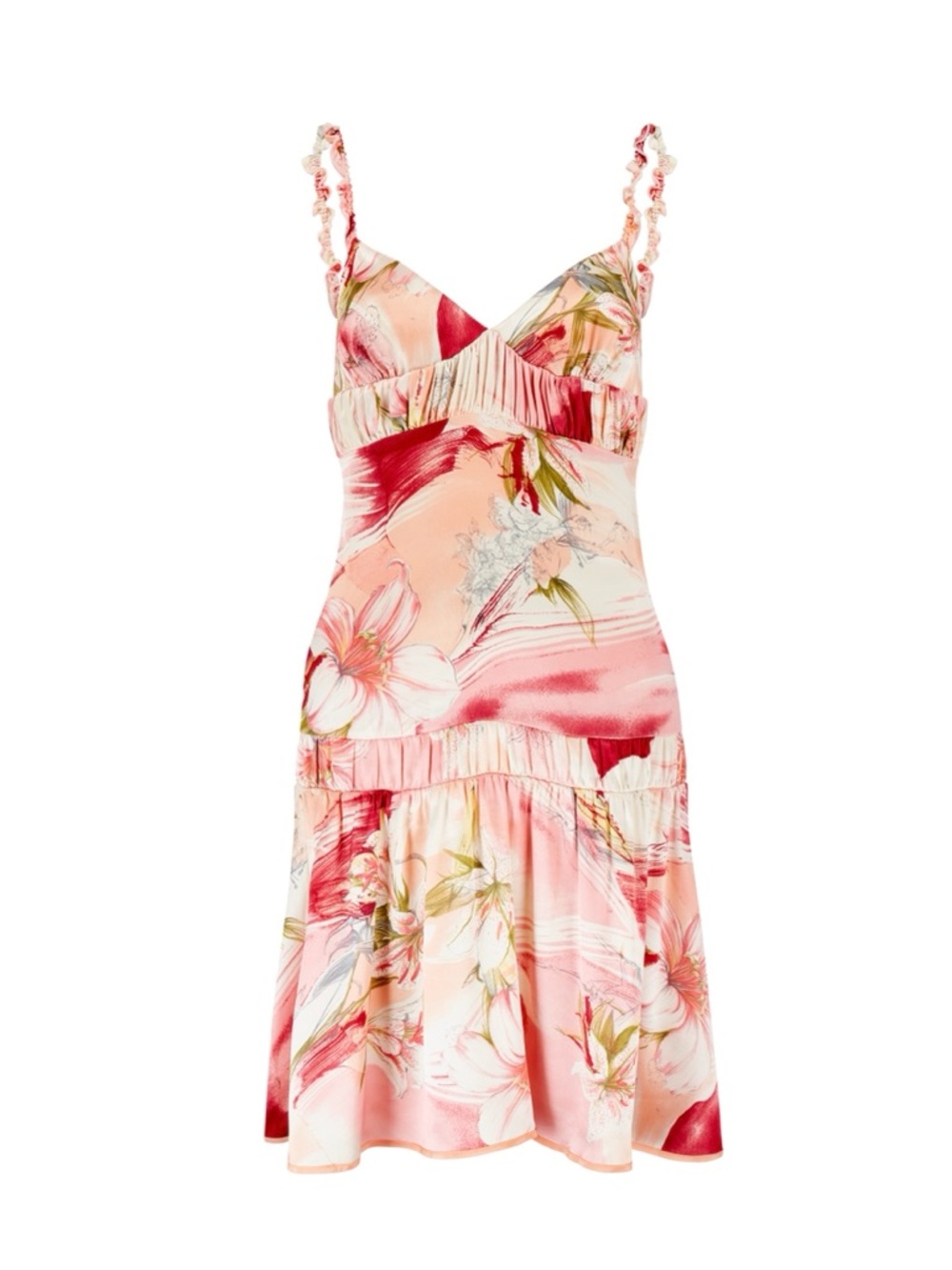 Blumarine S/S 2004 Pink Floral Ruffle Silk Dress